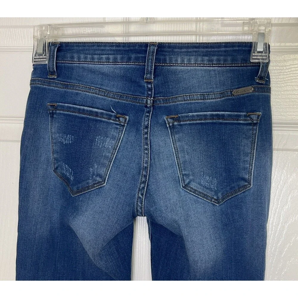 KanCan Juniors' Size 3 w25 Blue Denim Distressed Ankle Skinny Jeans - Picture 4 of 7